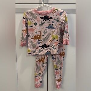 Little Sleepies Pink Jurassic Dinosaurs 2 Piece Pajama Set 12-18M Bamboo 2 Piece